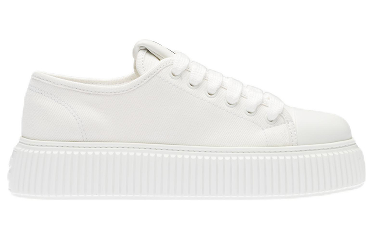MIU MIU Denim Low top Stylish Skateboarding Shoes Women's White
