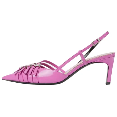 GUCCI Leather Slim Heel High Heels 6.5cm Women's Pink