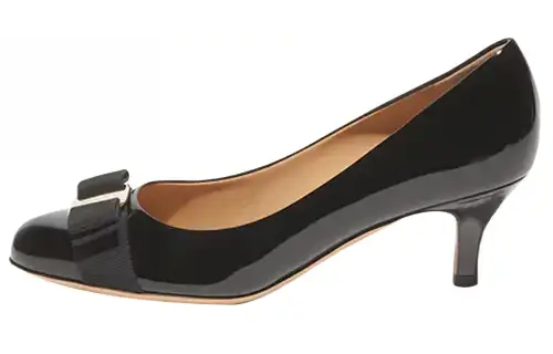 FERRAGAMO Carla Leather Cone Heel High Heels Women's Black