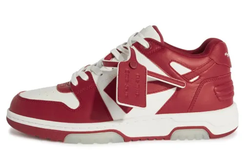 OFF-WHITE Out Of Office OOO Low Tops Burgundy White