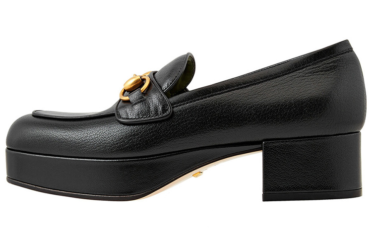 Gucci Wmns Houdan Leather Platform Loafer 'Black' Women's