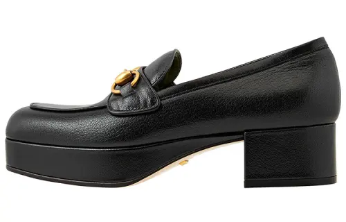 Gucci Wmns Houdan Leather Platform Loafer 'Black' Women's