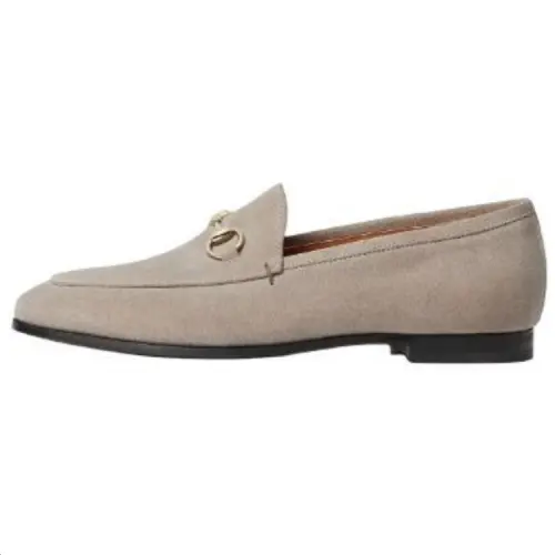 GUCCI Jordaan Suede Loafers Women's Beige