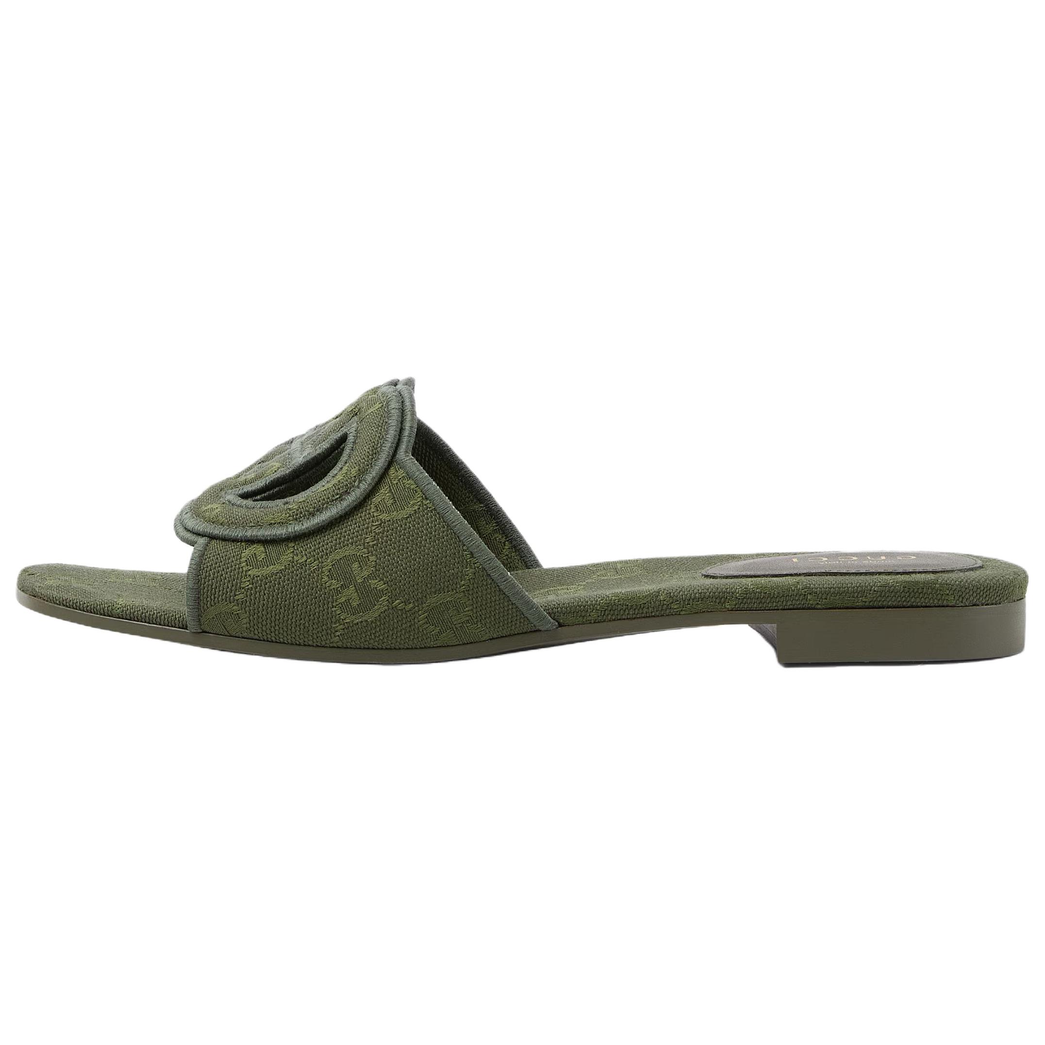 GUCCI Interlocking Slide Slippers Women's Green