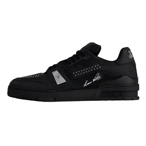 LOUIS VUITTON Trainer 2025 Spring Men's Collection Cow Leather Low top Skateboard Shoes Men's Black