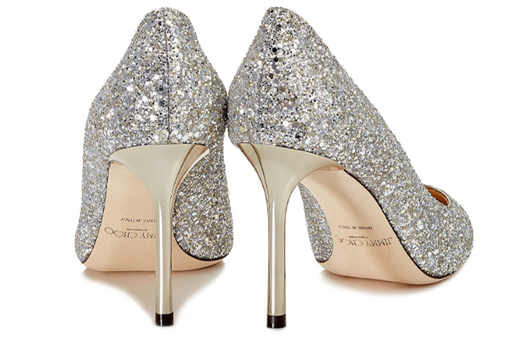 Jimmy Choo Romy Fabric Slim Heel High Heels 8.5cm Women's Gold