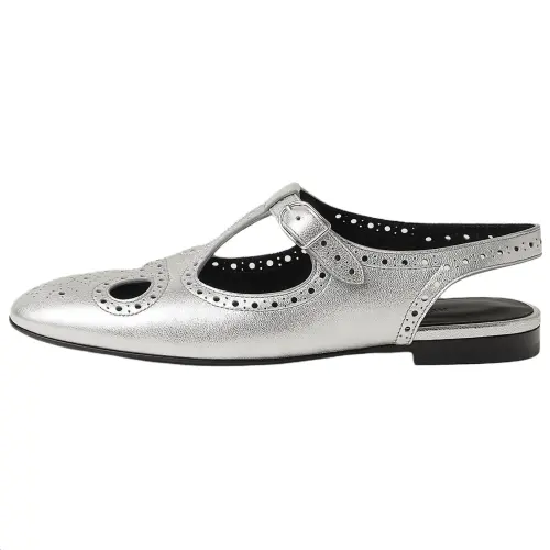 HERMES Kim Sheepskin Casual Shoes Women's Silver