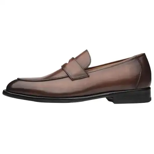 LOUIS VUITTON Leather Loafers Men's Brown