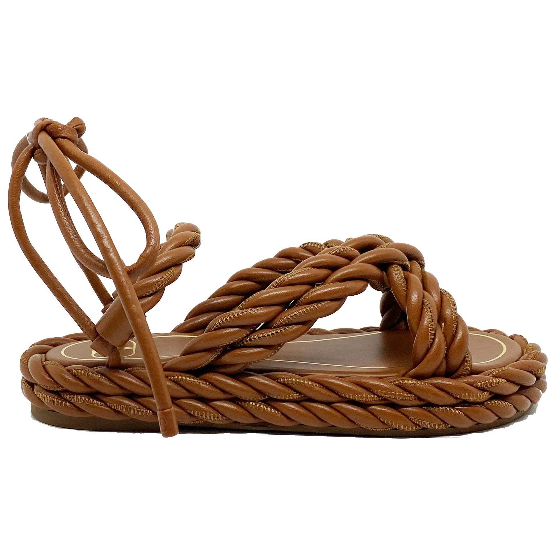 Valentino The Rope One Strap Sandals Women's Brown
