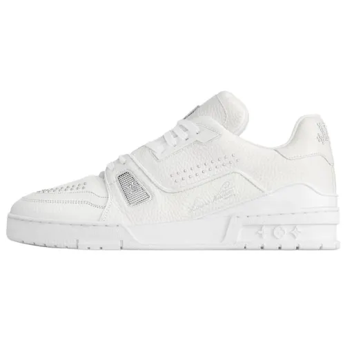 LOUIS VUITTON Trainer 2025 Spring Men's Collection Cow Leather Low top Skateboard Shoes Men's White