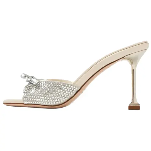 MIU MIU Slide Slippers 9cm Women's Silver