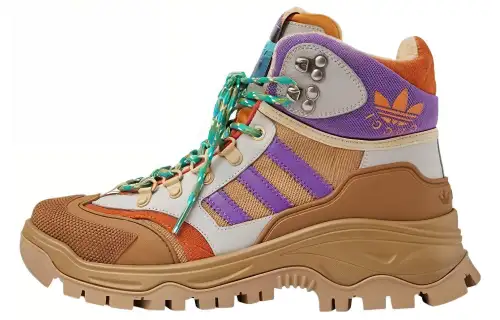 Gucci Adidas x Gucci Wmns Lace Up Boot 'Brown Purple' Women's