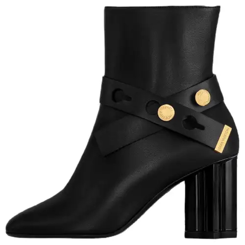 LOUIS VUITTON Silhouette Calfskin Ankle Boots 8cm Women's Black