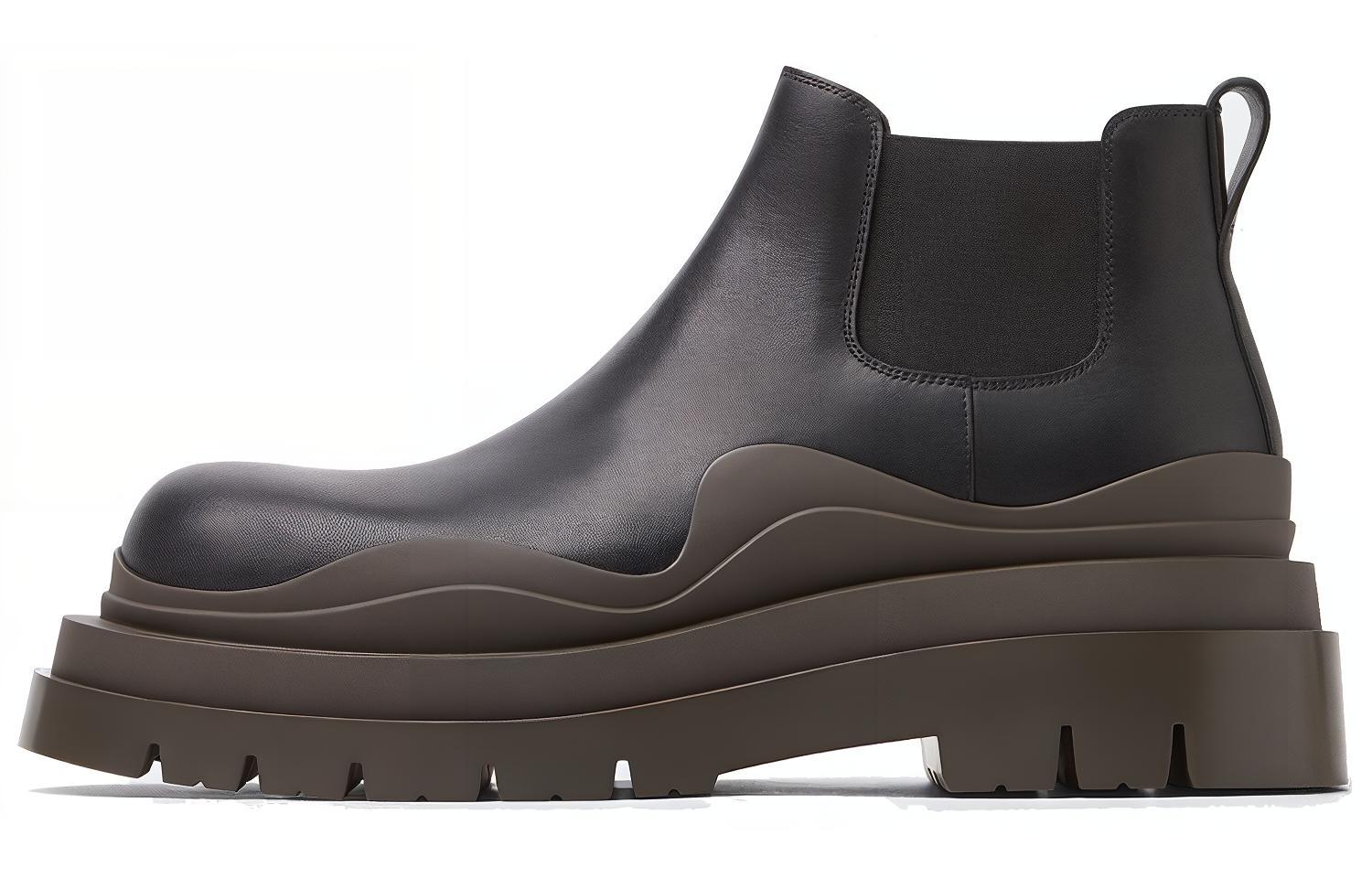 Bottega Veneta Bottega Veneta Tire Chelsea Leather Splicing Ankle Chelsea Boots 5.5cm Men's Black