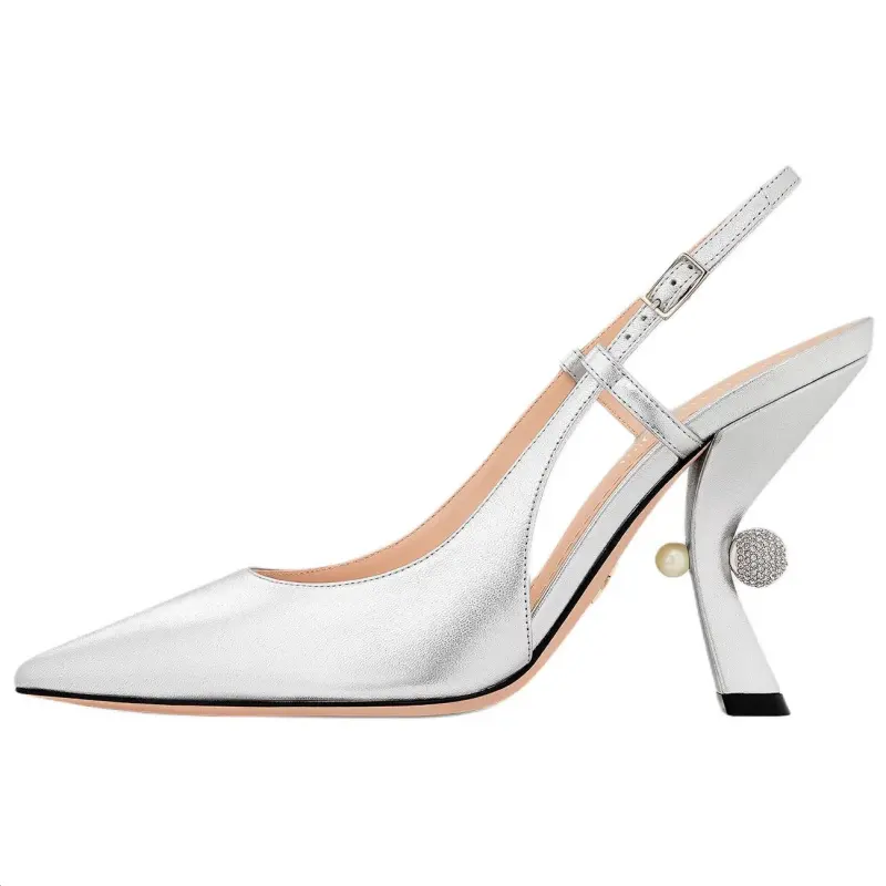 DIOR Tribales Irregular Heel High Heels 10cm Women's Silver