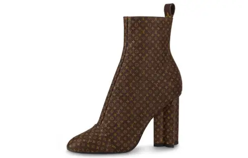 LOUIS VUITTON Silhouette Side Zipper Ankle Boots Women's Brown