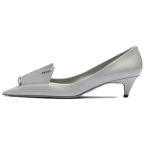 PRADA 25mm Floral-appliqué Leather Pumps