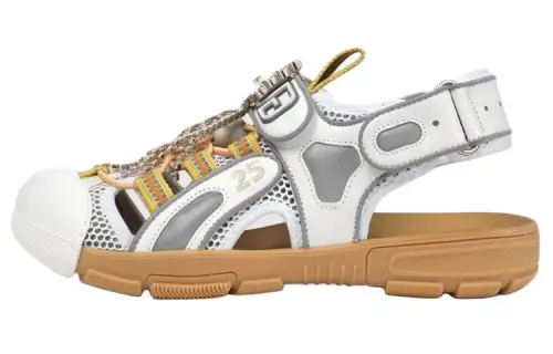 Gucci Wmns Tinsel Sport Sandals 'Crystal White Grey' Women's