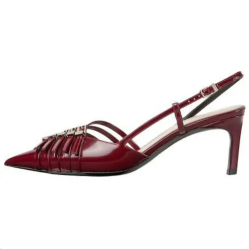 GUCCI Leather Slim Heel High Heels 6.5cm Women's Red