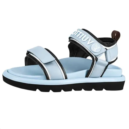 LOUIS VUITTON Pool Pillow Comfort Top Grain Cow Leather One Strap Sandals Women's Blue