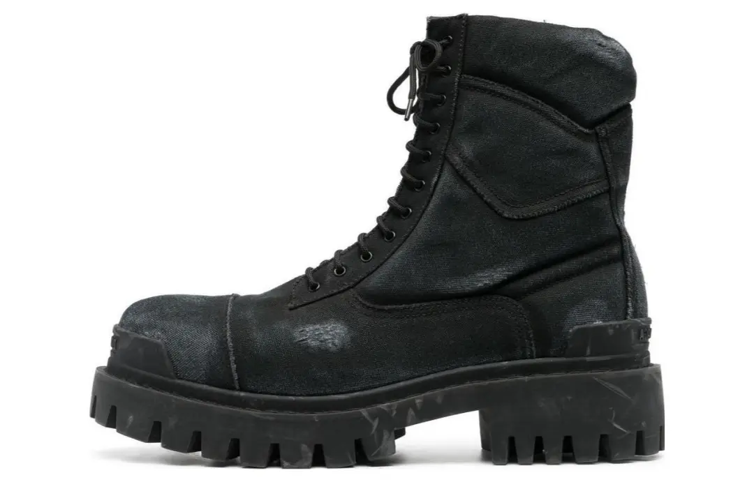Balenciaga Combat Strike Boots 'Washed Black Cotton'