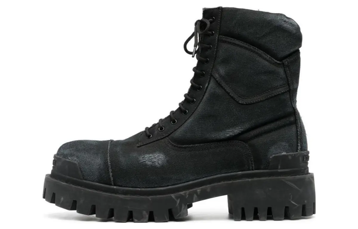 Balenciaga Combat Strike Boots 'Washed Black Cotton'