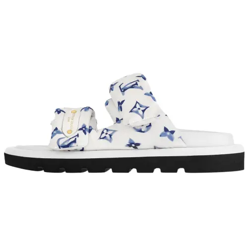 LOUIS VUITTON Pool Pillow Comfort Slide Slippers Women's Blue White