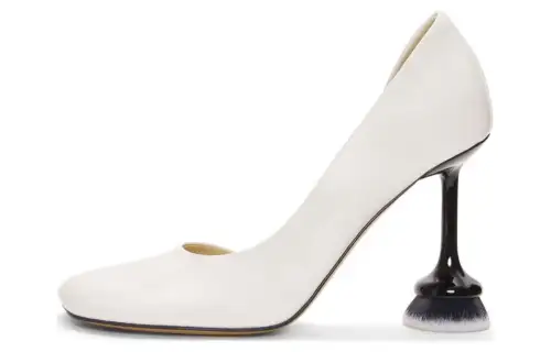 LOEWE Toy Leather Irregular Heel High Heels 9cm Women's White