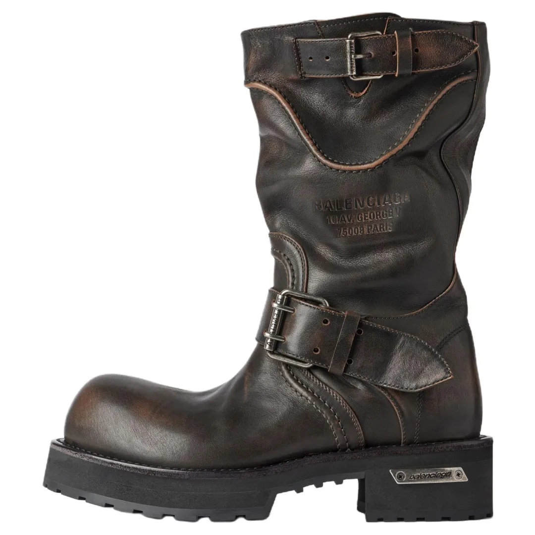 Balenciaga Venom Calfskin Knee high Boots Women's Brown