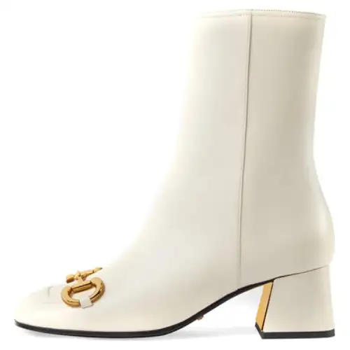 GUCCI Horsebit Ankle Boots Women's White