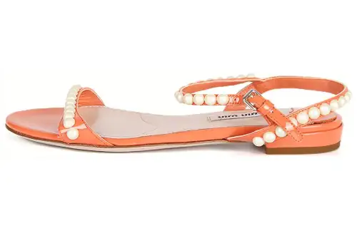 MIU MIU Leather One Strap Sandals Women's Orange