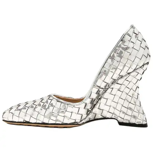 Bottega Veneta Irregular Heel High Heels 9.5cm Women's Silver