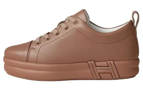 HERMES Happy Leather Low top Skateboard Shoes Women's Brown