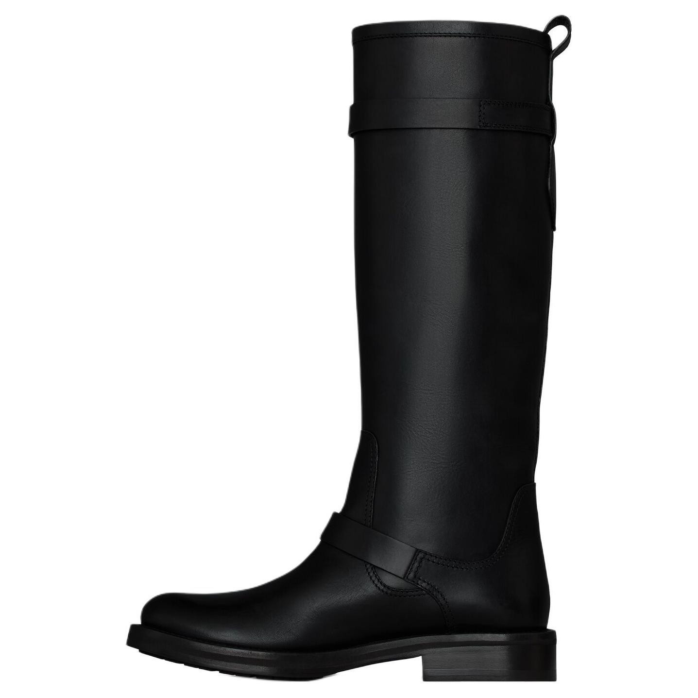 SAINT LAURENT River Round Toe Buckled Boots Women's
