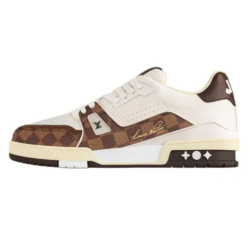 LOUIS VUITTON Trainer Leather Low top Skateboard Shoes Unisex Brown