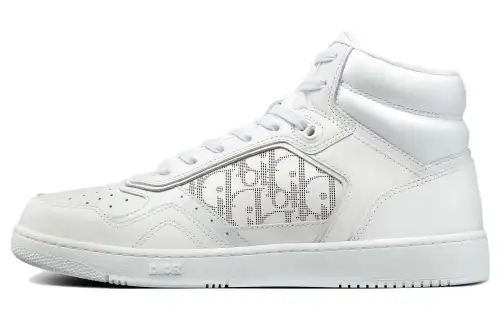 DIOR Leather High top Skateboard Shoes Men's White