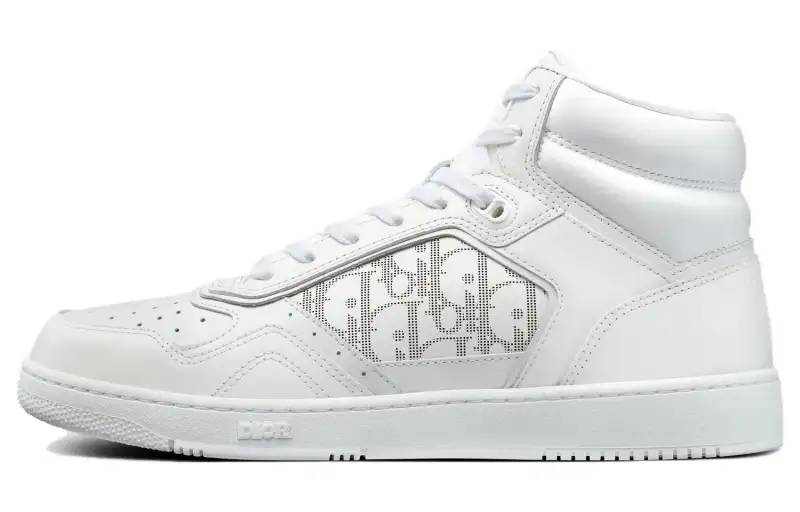 DIOR Leather High top Skateboard Shoes Men's White