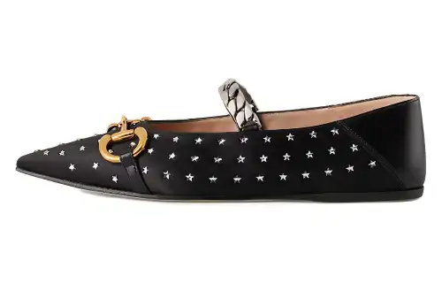 GUCCI Lovelight Series Suede Flat Shoes Women's Black
