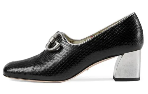 GUCCI Chunky Heel High Heels 5.5cm Women's Black