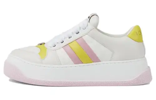 GUCCI Screener Distressed Shoes Leather Comfortable Round Toe Low top Skateboard Shoes Women's Pink