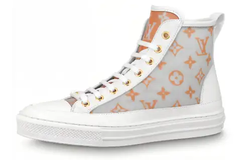 LOUIS VUITTON Stellar Ankle Sneakers 'White Grey Orange' Women's