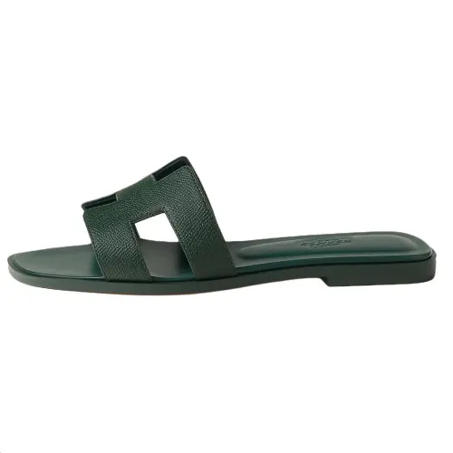 HERMES Oran Slide Slippers Women's Bottle Green