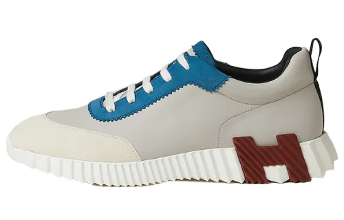 HERMES Bouncing Leather Abrasion Resistant Low top Casual Shoes Men's Gray