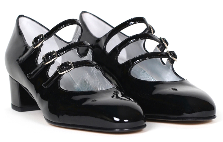 Carel Kina Collection Patent Leather Chunky Heel Mary Jane Shoes Women's Black