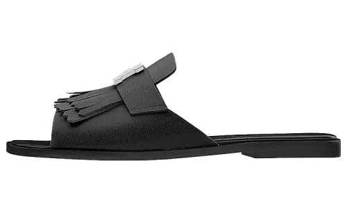 HERMES Auteuil Slide Slippers Women's Black