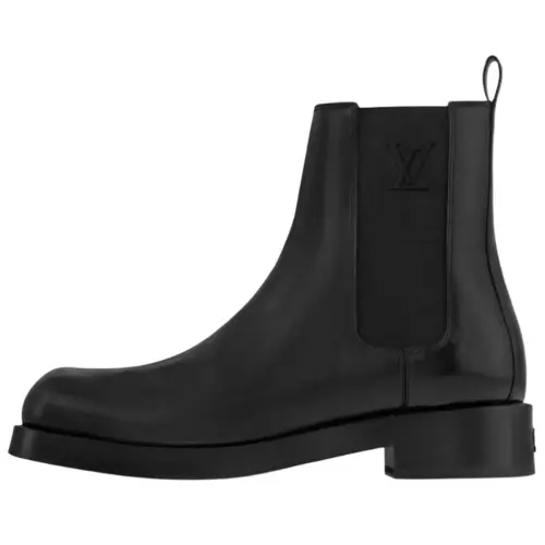 LOUIS VUITTON Agent Leather Short Chelsea Boots Men's Black