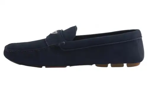 PRADA Triangle-logo Suede Loafers