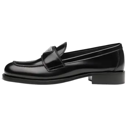 PRADA SS22 Unlined Brushed Leather Loafers 'Black' Women's