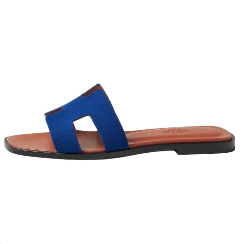 HERMES Oran Slide Slippers Women's Dark Blue