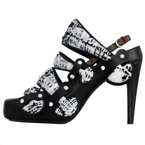 LOUIS VUITTON Legacy Cow Leather Slim Heel High Heels 9cm Women's Black